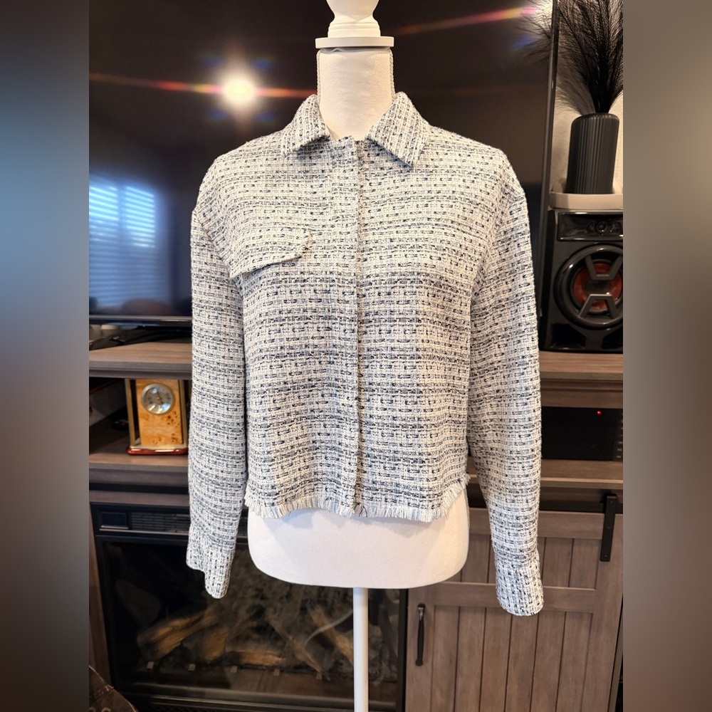 Calvin Klein Blue and White Tweed Jacket